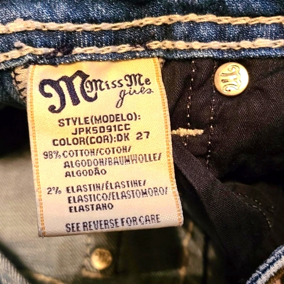 MISS ME VINTAGE JEANS KIDS 7x15 CUFFED CAPRI FADED, DISTRESSED GIRLS DENIM - Picture 7 of 8